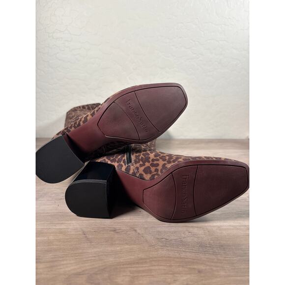 New Franco Sarto Tribute Knee High Tall Heeled Boot Leopard Print Brown Black 8M - Picture 6 of 7